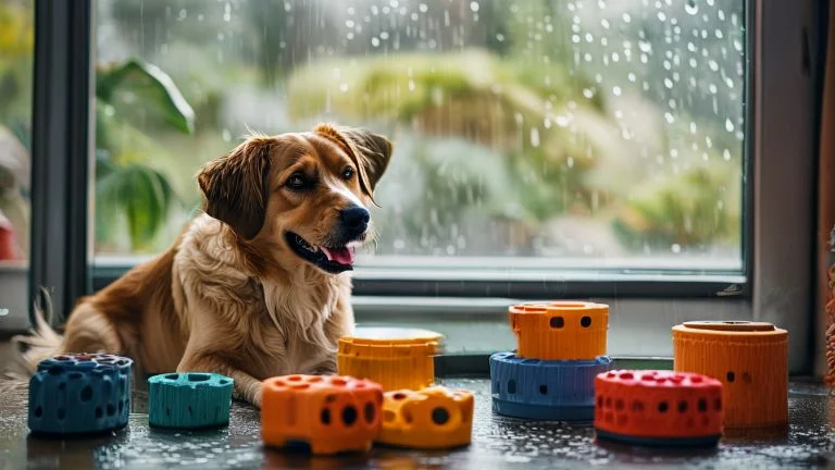 Como usar puzzles para divertir seu cão em dias chuvosos