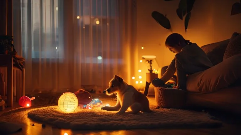 Como divertir seu pet à noite com pouca luz